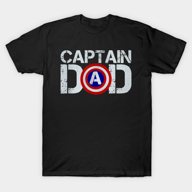 Mens Christmas Gift For Dad Birthday Captain Dad Superhero T shirt T-Shirt by Tisine